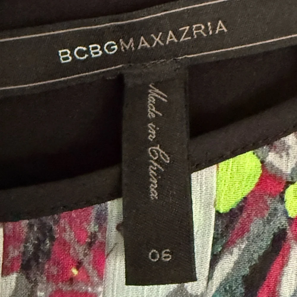 BCBGMaxAzria Black and Neon Green Floral Dress size 6 NWOT - Picture 6 of 15